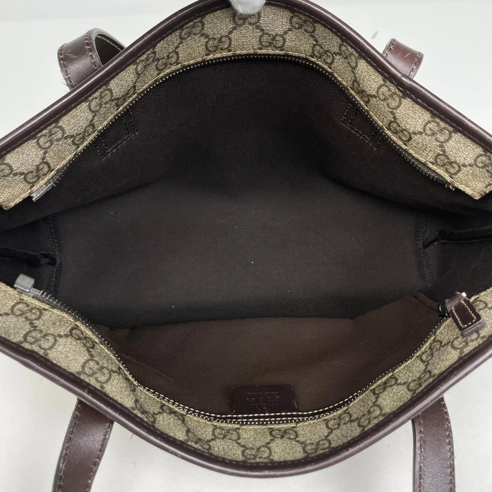 Gucci GG pattern tote bag, coated canvas, beige/brown, 211138, women's. - Picture 8 of 9